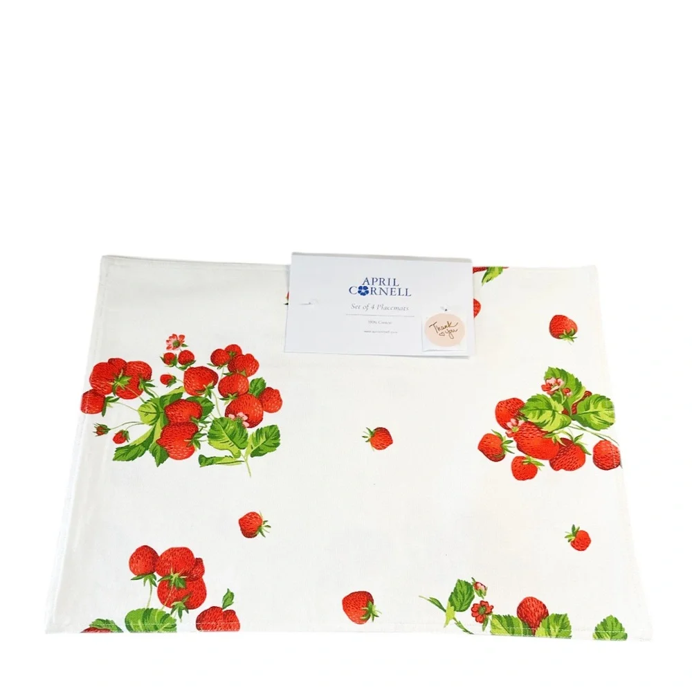 NEW April Cornell STRAWBERRY Design Placemats Set/4